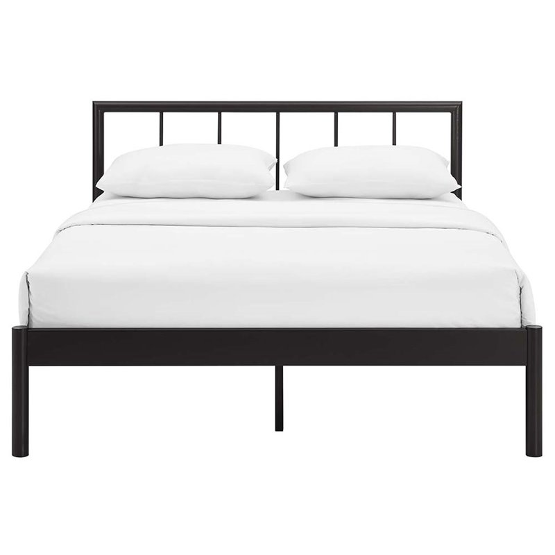 Modway Gwen Powder Coated Sturdy Steel Full Bed Frame in Brown