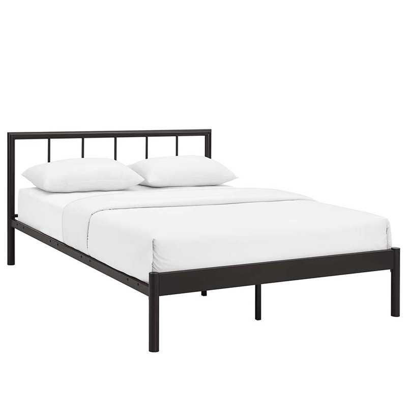 Modway Gwen Powder Coated Sturdy Steel Full Bed Frame in Brown