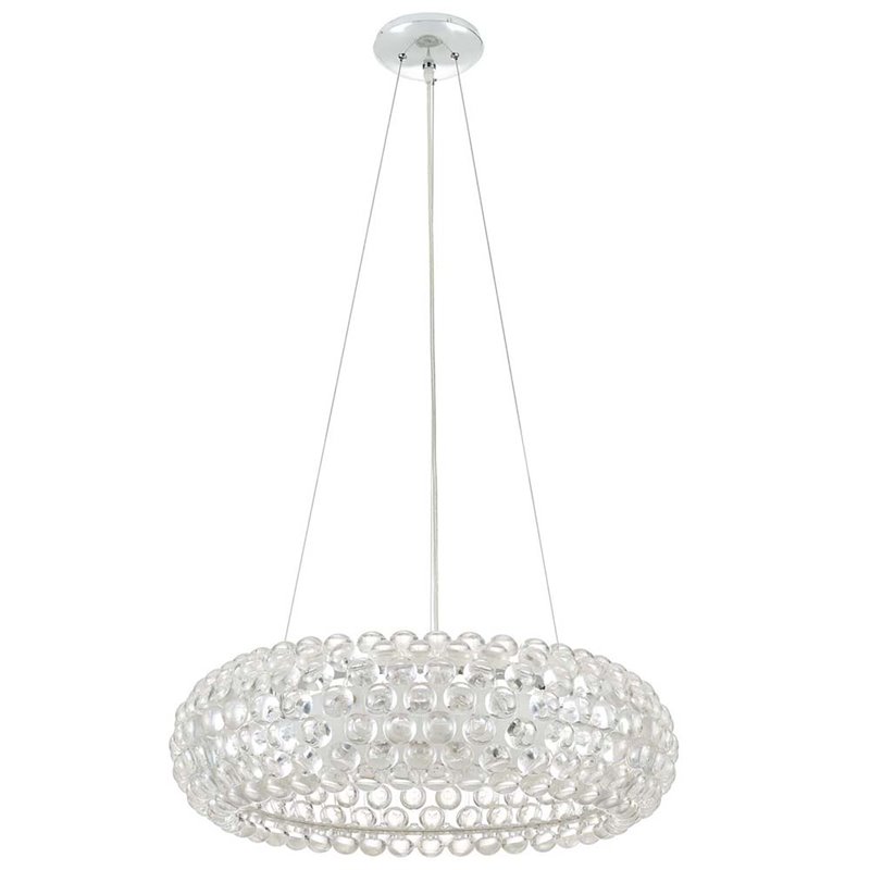 Modway Halo 3-Light Glass & Steel Chandelier in Chrome Finish