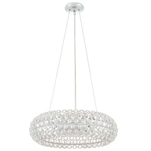 Modway Halo 3-Light Glass & Steel Chandelier in Chrome Finish