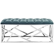 Modway Intersperse Tufted Velvet Polyester Bench in Silver and Sea Blue