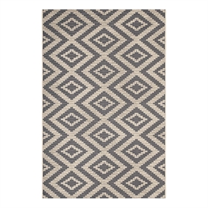 Modway Jagged 63x90.5&quot Geometric Diamond Trellis Area Rug in Gray and Beige