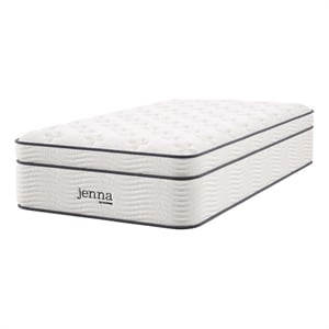 Modway Jenna 14&quot Modern Innerspring and Foam Twin Mattress in White