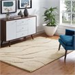 Modway Jubilant 5' x 8' Abstract Swirl Shag Area Rug in Cream