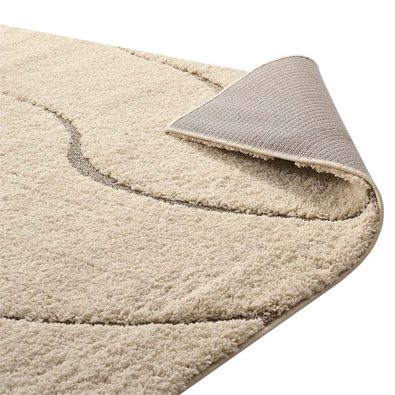 Modway Jubilant 5' x 8' Abstract Swirl Shag Area Rug in Cream
