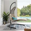 Modway Landscape Rattan & Fabric Patio Swing Chair in Light Gray and Beige
