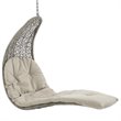 Modway Landscape Rattan & Fabric Patio Swing Chair in Light Gray and Beige