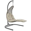 Modway Landscape Rattan & Fabric Patio Swing Chair in Light Gray and Beige