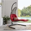Modway Landscape Rattan & Fabric Patio Swing Chair in Light Gray and Red