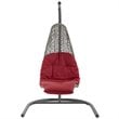Modway Landscape Rattan & Fabric Patio Swing Chair in Light Gray and Red