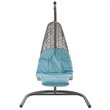 Modway Landscape Rattan & Fabric Patio Swing Chair in Light Gray and Turquoise