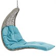 Modway Landscape Rattan & Fabric Patio Swing Chair in Light Gray and Turquoise