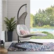 Modway Landscape Rattan & Fabric Patio Swing Chair in Light Gray and White