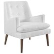 Modway Leisure Tufted Fabric Lounge Chair in White and Walnut
