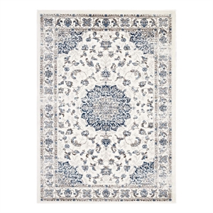 Modway Lilja 63x90.5&quot Medallion Area Rug in Ivory and Moroccan Blue