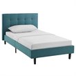 Modway Linnea Twin Modern Polyester Fabric and Wood Bed in Teal Blue