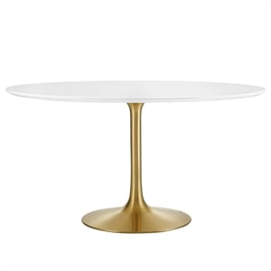 Modway Lippa 54&quot Round Wood & Metal Dining Table in Gold and White