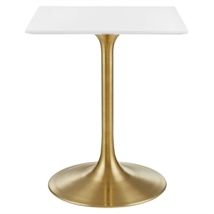 Modway Lippa 24&quot Square Wood & Metal Dining Table in Gold and White