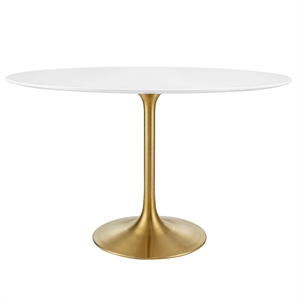 Modway Lippa 48&quot Oval Wood & Metal Dining Table in Gold and White