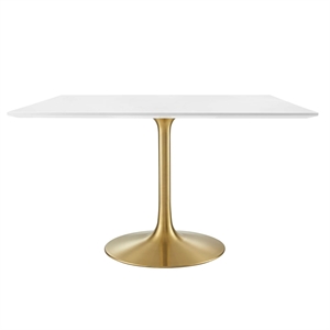Modway Lippa 47&quot Square Wood & Metal Dining Table in Gold and White