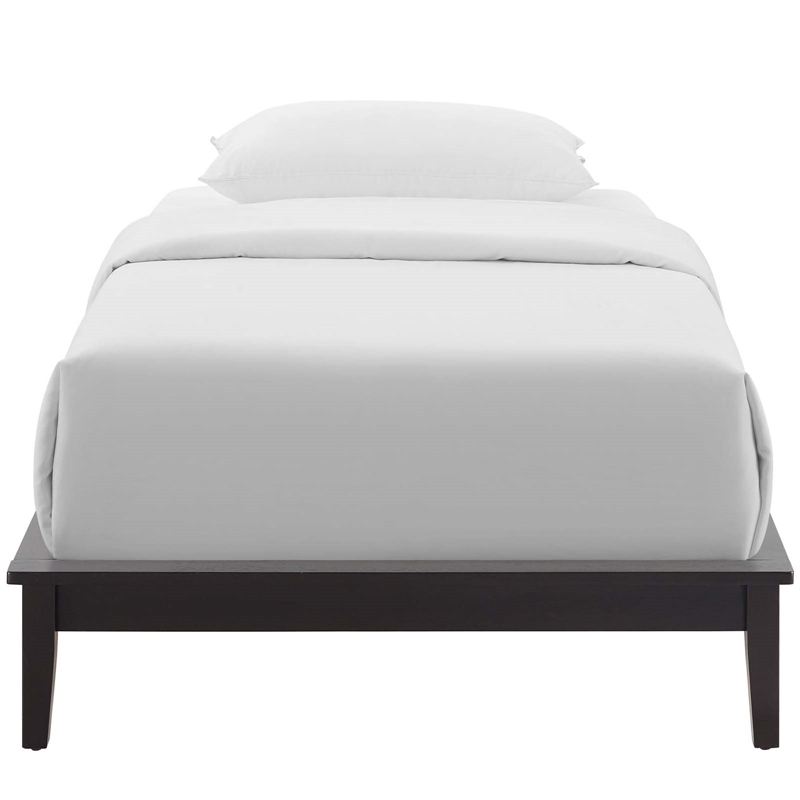 Modway Lodge Twin Modern Solid Wood Platform Bed Frame in Cappuccino