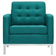 Modway Loft Upholstered Fabric and Stainless Steel Armchairs in Teal (Set of 2)
