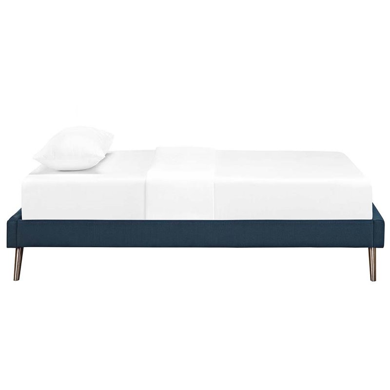Modway Loryn Twin Polyester Fabric Bed Frame with Round Splayed Legs in Azure