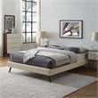 Modway Loryn Queen Polyester Fabric Bed Frame with Round Splayed Legs in Beige