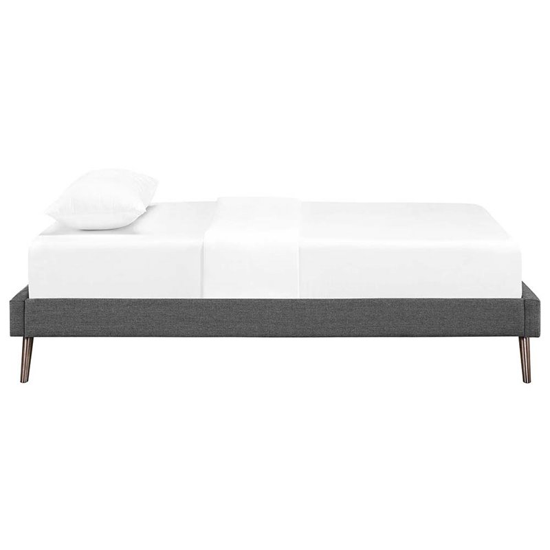 Modway Loryn Twin Polyester Fabric Bed Frame with Round Splayed Legs in Gray