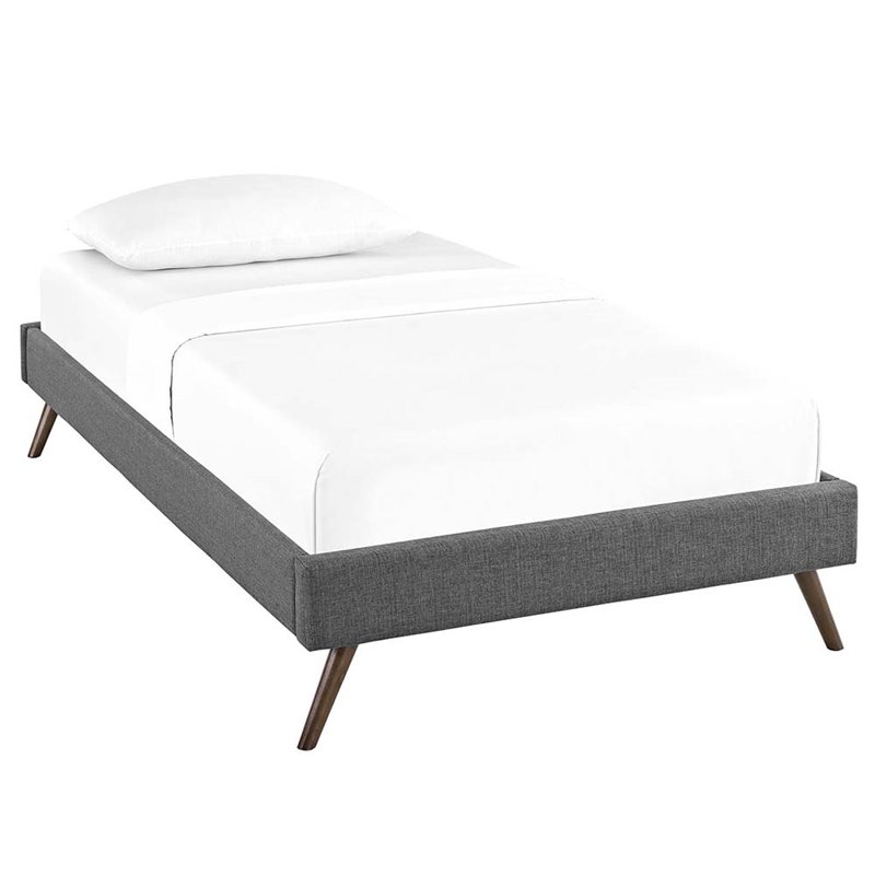 Modway Loryn Twin Polyester Fabric Bed Frame with Round Splayed Legs in Gray
