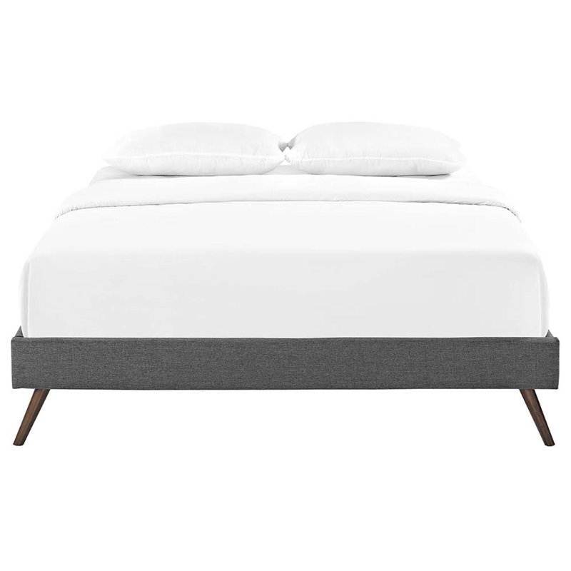 Modway Loryn Full Polyester Fabric Bed Frame with Round Splayed Legs in Gray