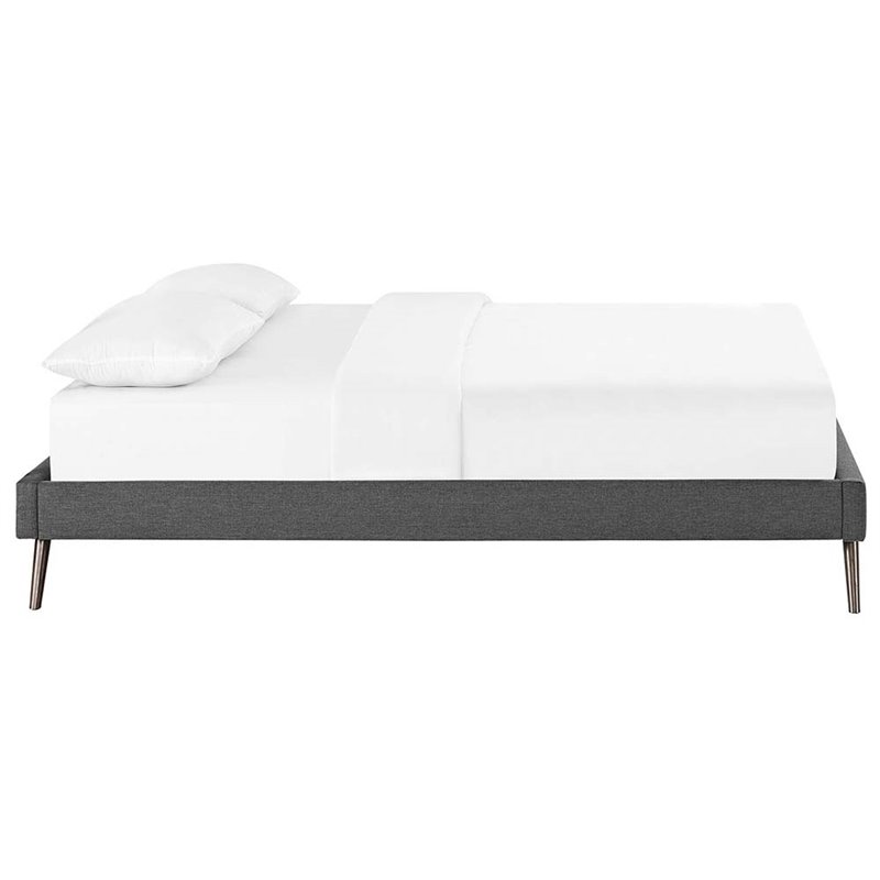 Modway Loryn Full Polyester Fabric Bed Frame with Round Splayed Legs in Gray