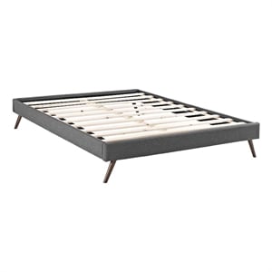 Modway Loryn Full Polyester Fabric Bed Frame with Round Splayed Legs in Gray