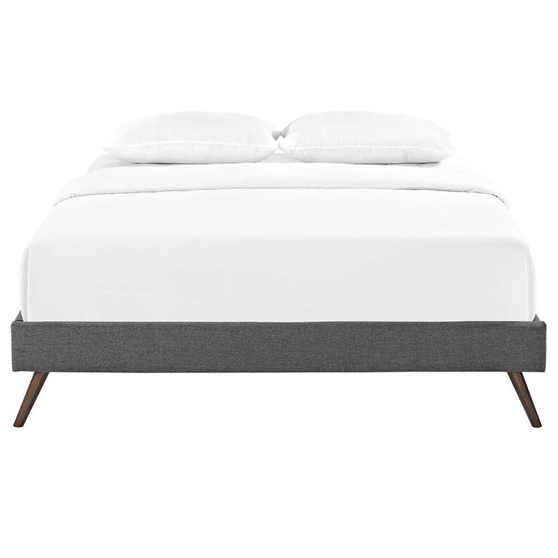 Modway Loryn Queen Polyester Fabric Bed Frame with Round Splayed Legs in Gray