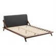 Modway Luella Solid Wood/Fabric Queen Platform Bed in Walnut/Gray
