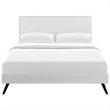 Modway Macie King Vinyl Platform Bed with Round Splayed Legs in White