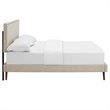 Macie Fabric Queen Platform Bed with Round Splayed Legs in Beige