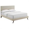 Macie Fabric Queen Platform Bed with Round Splayed Legs in Beige