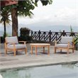 Modway Marina Modern Wood 3-Piece Teak Conversation Set in Natural/Gray