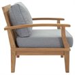 Modway Marina Modern Wood 3-Piece Teak Conversation Set in Natural/Gray
