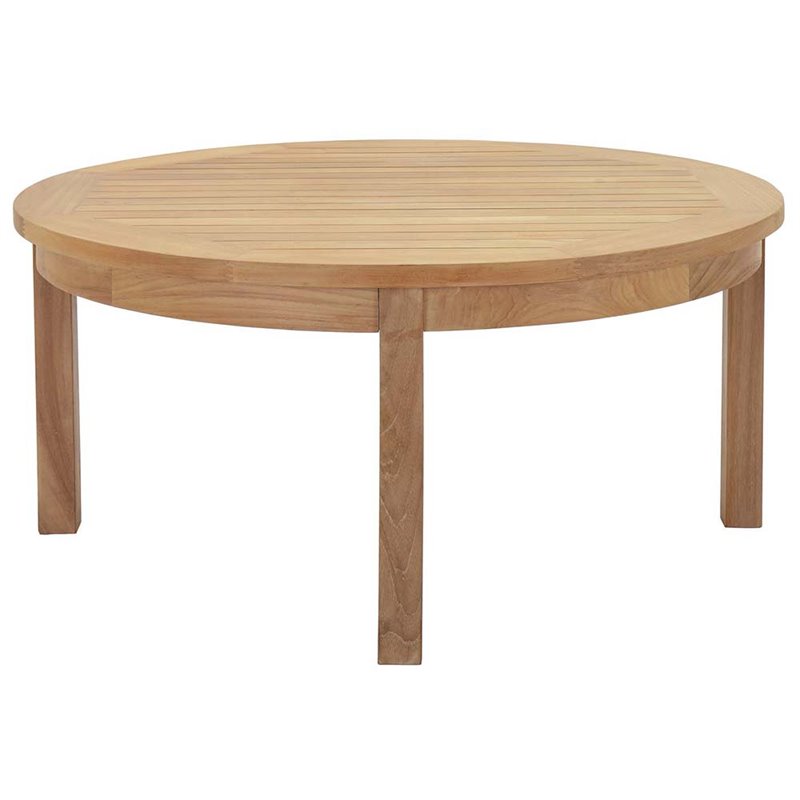 Modway Marina Modern Wood 3-Piece Teak Conversation Set in Natural/Navy