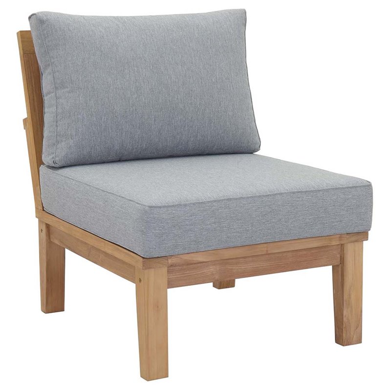 Modway Marina 2-Piece Teak Wood Patio Sofa Sectional Set in Natural/Gray