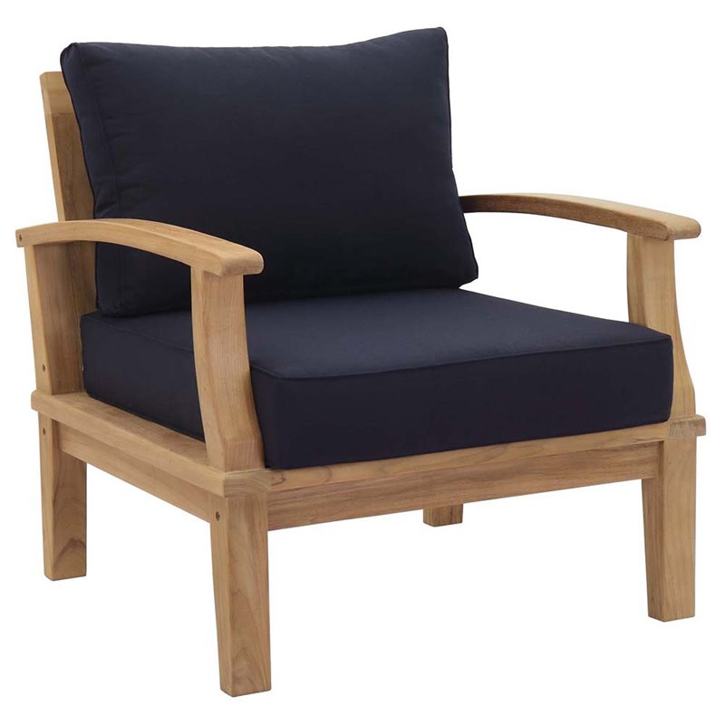 Marina 3 Piece Outdoor Patio Teak Set in Natural Navy