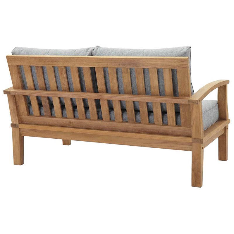 Modway Marina 4-Piece Solid Teak Wood Patio Sofa Set in Natural/Gray