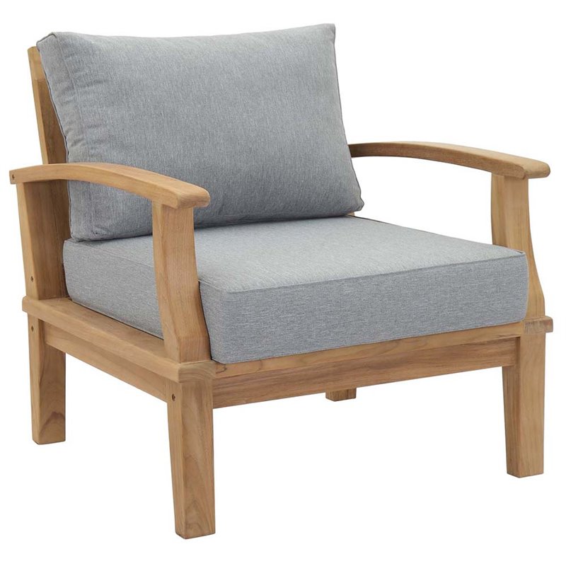 Marina 4 Piece Outdoor Patio Teak Set in Natural Gray