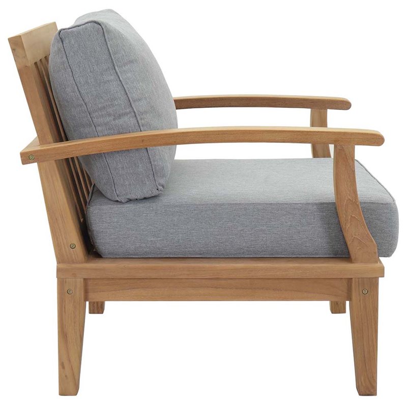 Marina 4 Piece Outdoor Patio Teak Set in Natural Gray