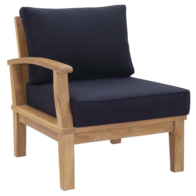 Modway Marina 4 Piece Patio Sofa Set in Natural and Navy