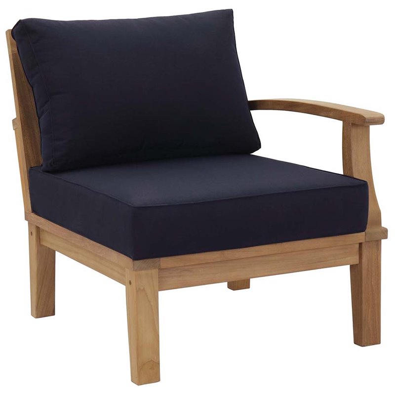 Modway Marina 4 Piece Patio Sofa Set in Natural and Navy