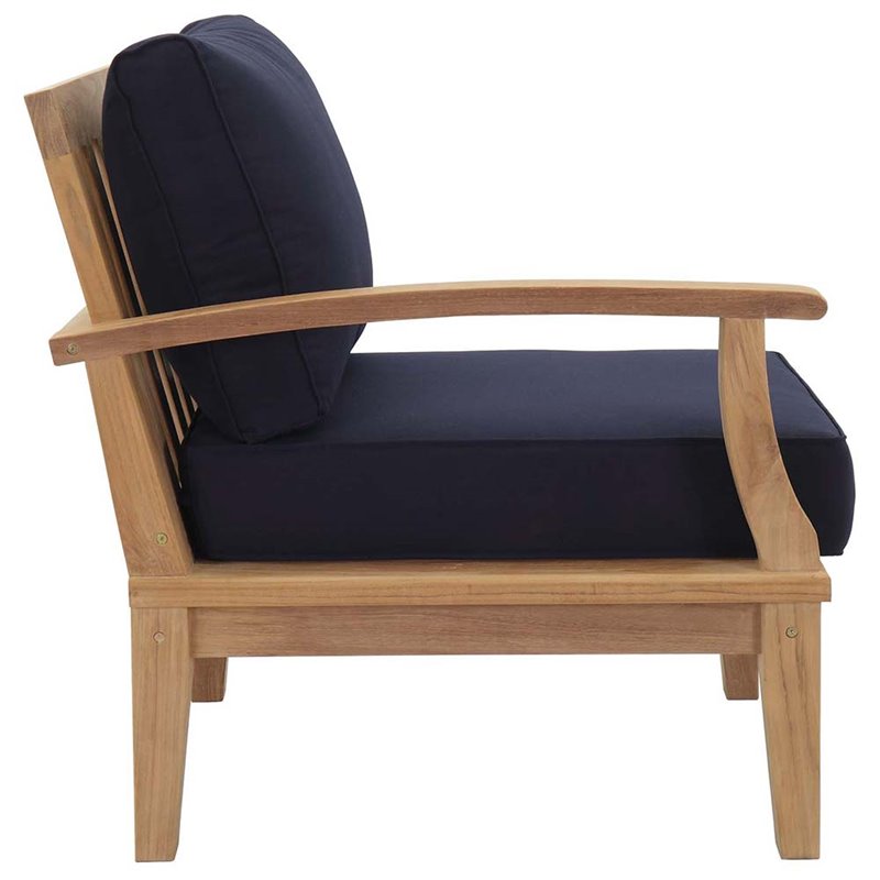 Modway Marina 4 Piece Patio Sofa Set in Natural and Navy