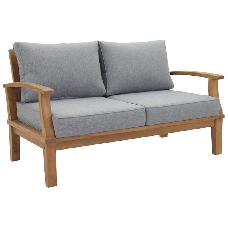 Marina 5 Piece Outdoor Patio Teak Set in Natural Gray